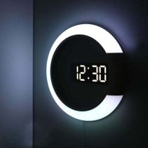 Horloge Murale Led Créative Avec Télécommande - Horloge Numérique Et Miroir, Alarme, Capteur De Température, 7 Couleurs Changeantes, Veilleuse - Pour 