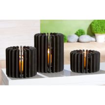 Gilde - Windlicht, Zylindrisch, 'venta', Holz, Schwarz, Ve 2, H. 25 Cm, D. 20 Cm