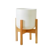 Ivyline - Lisbon Pot And Stand - Ceramic - L20.5 X W20.5 X H34.5 Cm - White