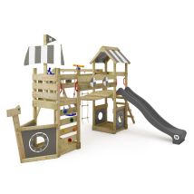 Juego De Jardin De Madera Wickey Stormflyer Con Columpio Y Areneros En Antracita