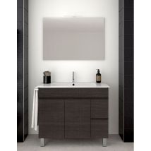 Badezimmer-set Mit 2 Schubladen Und Zwei Türen – 7 Farben – 15 Maße – Inklusive Möbel, Waschbecken Und Spiegel – Sinatra Eiche 120x45cm 1 Waschbecken