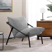 Ada Poltrona Relax 79x68x79 - Poltrona Con Struttura In Metallo E Imbottitura In Schiuma A Scaglie - Grigio Chiaro - Zinus