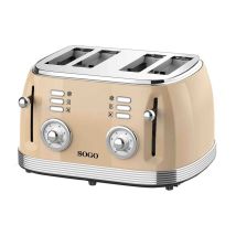 Sogo Human Technology - Tostapane 4 Fette Spia Luminosa, Funzione Toast Beige, Metallico