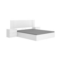 Conjunto De Cabecero + Dos Mesitas + Canape Para Cama De 150cm Leonor Acabado Blanco, 251cm(ancho) 96cm(alto) 196.4cm(fondo).