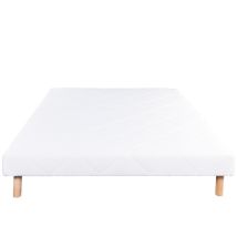 Sommier Tapissier Blanc, Gamme Prestige Hôtel, Lattes & Pieds En Bois Massif, 90x190cm