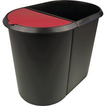 Cesta de papel Duo-System – 20 litros – 9 litros – Negro/Rojo