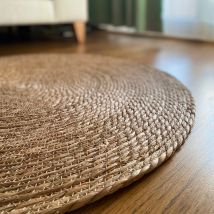 Alfombra redonda de fibra natural Bali Bulrush – 100 cm – Estilo boho – Ideal para interiores y exteriores