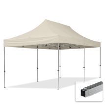 Gazebo Pieghevole Giardino 3x6m Alluminio Telo Poliestere Idrorepellente Padiglione Mercati Sagre Crema