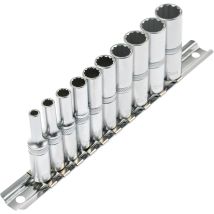 Deka - Juego 10 Vasos Largos 12 Caras Para Carraca 1/4' 4 Mm A 13 Mm