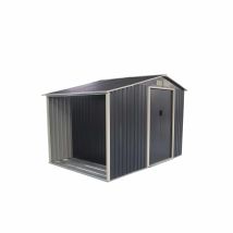 Gartenhaus Aus Metall Gardiun Toronto Mit Holzlager 3,53 M² Außenfläche 278x127x195 Cm Verzinkter Stahl Grau Anthrazit