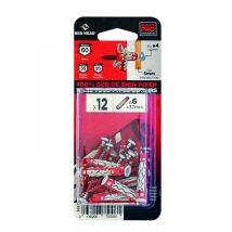 Red Head - Juego De 12 Tacos Y Tornillos En Color Cabeza Roja, Diam.6 Mm X L.37 Mm