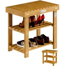 Wooden Shoe Storage Rack Bench Hallway Brown Organiser Cabinet Furniture 3 Tier M - 50x30x46cm (de)
