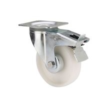 Ruedas Alex - Lenkrolle De Polyamix Mit Platte, Glatter Achse Und Bremse, Farbe Weiß, Tragfähigkeit 130 Kg, Ø 8 Cm