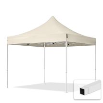 Gazebo Pieghevole Giardino 3x3m Telo Poliestere Idrorepellente Padiglione Mercati Sagre Crema