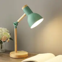 Kreative Holz-schreibtischlampe Im Nordischen Stil Faltbare Tischlampe Aus Eisen Augenschutz-leselampe Für Wohnzimmer Schlafzimmer Wohnkultur Grün-