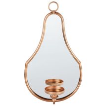 Beliani – Wandkerzenhalter mit Spiegel – Retro-Stil – Gold – Eisen – 45 cm – Handgefertigt – Vertikale Ausrichtung