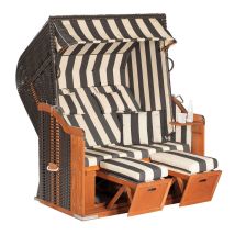 Sunnysmart Garten-strandkorb Rustikal 250 Plus 2-sitzer Xl Anthrazit/beige Mit Kissen