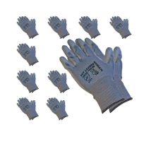 OSE – Guantes profesionales multiusos – Paquete de 10 pares – Gris – Tallas 8 a 11 – Homologados EN 420 y 388