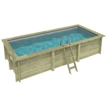 Piscine En Bois Aqua 6.1 X 2.85 - H.1.31 M, Gris Clair, Fixations À Visser