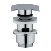 Piletta Di Scarico Click Clack In Ottone Cromato Per Lavabo O Bidet Con Tappo Quadrato Cromato E Con Troppo Pieno 11/4" Ambra Water