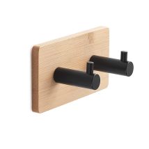 Kiamami Valentina - Perchero Adhesivo De Madera De Bambú Natural Y Metal Negro