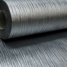 Ugepa - Plain Cassiel Textured Metallic Silver Charcoal Shimmer Free Match Wallpaper