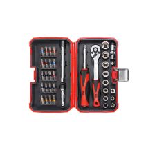 Juego carraca 38 piezas – Acero Cromo Vanadio – Estuche organizador – Puntas de atornillador – Llave carraca