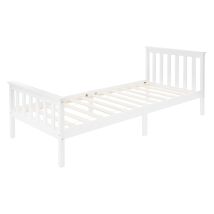 Ml-design - Letto In Legno Di Pino Massiccio 90 X 200 Cm Colore Bianco Con Giroletto Telaio Rete A Doghe Testiera E Pediera Lettino Singolo Per 