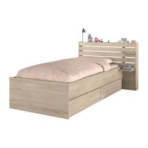Letto 90 X 190/200 Cm Con Vani Portaoggetti Naturale - Tenalia