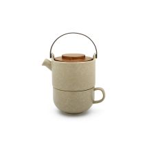 Tea-for-one Umea Beige / Acacia Lid 142024 - Bredemeijer