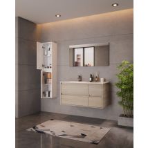 Mueble De Baño Tuela 100cm Oak 4 Cajones + Lavabo