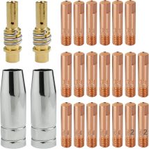 25 Stück Mb15ak Kontaktspitze M6 0,6 Mm 0,8 Mm 0,9 Mm 1,0 Mm 1,2 Mm, Bithalter Diffusor, Konische Gasdüse, Kupferkontaktspitzen Für Mig/mag-