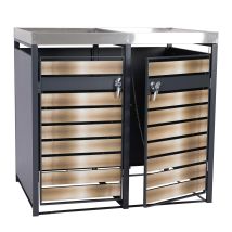 Neuwertig] 2er Mülltonnenverkleidung Mit Pflanzkasten Hhg 303, Erweiterbar, 125x132x80cm Metall 47kg, Anthrazit Gold