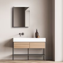 Talos - Mirage Badspiegel 50 X 60 Cm - Mit Steckdose - Badezimmerspiegel - Led Beleuchtung In Neutralweiß -spiegelschrank - Silber