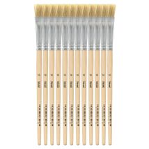 Idena 90100 - Pinceaux De Soie, Taille 16, Avec Manche En Bois Non Verni, Set De 12, Pinceaux De Peinture Pour Ecoliers Hobbykunstler