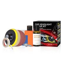 DECDEAL – Kit di restauro fari auto con disco lucidante – 30 ml agente riparazione, 60 ml pasta di macinazione – Accessorio per pulizia auto
