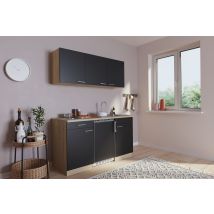 Küche Miniküche Singleküche Küchenzeile Pantry Eiche Schwarz Luis 150 Cm Respekta