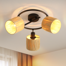 Proiettore Da Soffitto 3 Fiamme Lampada Da Soffitto Corridoio - Lampada Da Soffitto Vintage Proiettore Interno Rotondo E14 Nero Naturale Spot Da 
