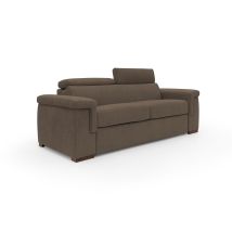 Divani.store - Giunone Schlafsofa Mit 18 Cm Hoher Matratze Und Verstellbaren Kopfstützen Aus Wasserfestem Stoff T02 220 Cm (mat. 140x297) Braun