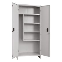 Prometal Werkstattschrank – Aus lackiertem Blech – 180cm hoch, 100cm breit, 40cm tief – 1 Tür, 3 Regale