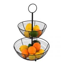 Cesta de frutas de acero con recubrimiento en polvo – Diámetro inferior 26 cm – Diámetro superior 22 cm – Altura total 30 cm