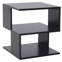 Mesa Auxiliar Cuadrada De 3 Niveles – 3 Estantes Abiertos – 40 X 40 X 43 Cm – Negra