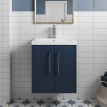 Hudson Reed - Juno Wall Hung 2-door Vanity Unit With Basin 3 500mm Wide - Midnight Blue
