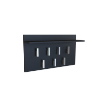 Kleiderbügel mit Regal 2F – Schwarz – 7 Stück – Laminierte Spanplatte – 20 cm tief – 40 cm hoch – 70 cm breit