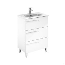 Conjunto De Mueble De Baño De 3 Cajones Compacto Vitale - Royo Color: Blanco Brillo - Opciones: Conjunto Completo - Medidas: 60 Cm
