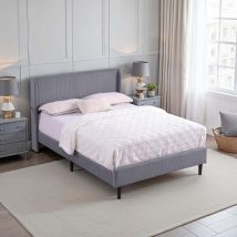Dereham Light Grey Cord Fabric Winged King Bed Frame