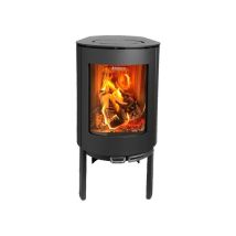 Poêle À Bois Sur Pied Aduro 23 3-9 Kw Noir Mat Verre Incurvé