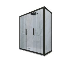 Mampara De Ducha 90x160 Cm Corredera Negro Mate Glam Duo