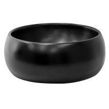 Luxebath - Ml-design Lavabo Da Appoggio In Ceramica Nero Opaco 40 X 15,5 Cm Lavandino Rotondo Moderno Lavamano Con Foro Di Scarico Sanitari Lavello 
