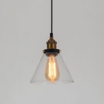 Industrial Vintage Pendelleuchte Glas Hängelampe E27 Messing Anhänger Deckenleuchten - A Transparent